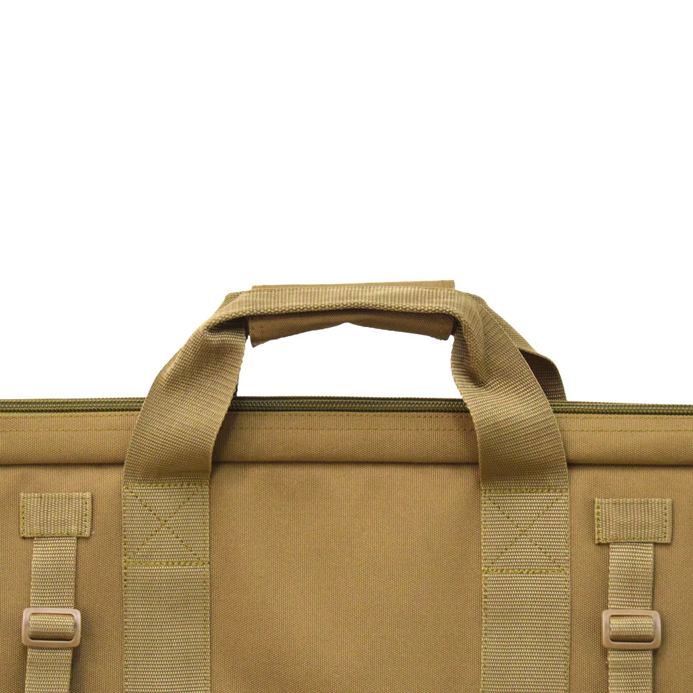 Short handles with handle wrap on coyote brown Single Rifle Case.