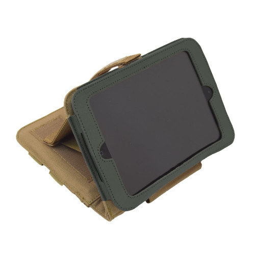 Tactical iPad® Mini Cover in coyote brown shown in kickstand viewing mode.