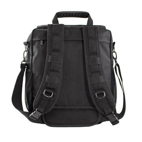 Backpack straps, shoulder strap, and top handle shown on back of Business Backpack.