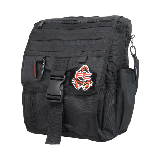 FC Scorpion Patch on the front of a black Business Backpack