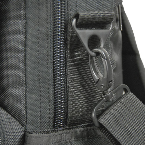 Close up of detachable shoulder strap hardware.