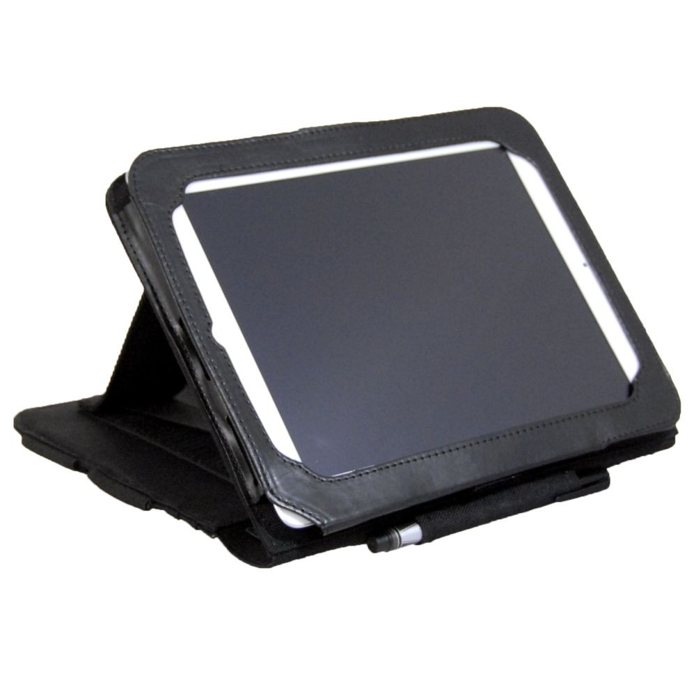 Tactical iPad® Cover in black shown in kickstand viewing mode.