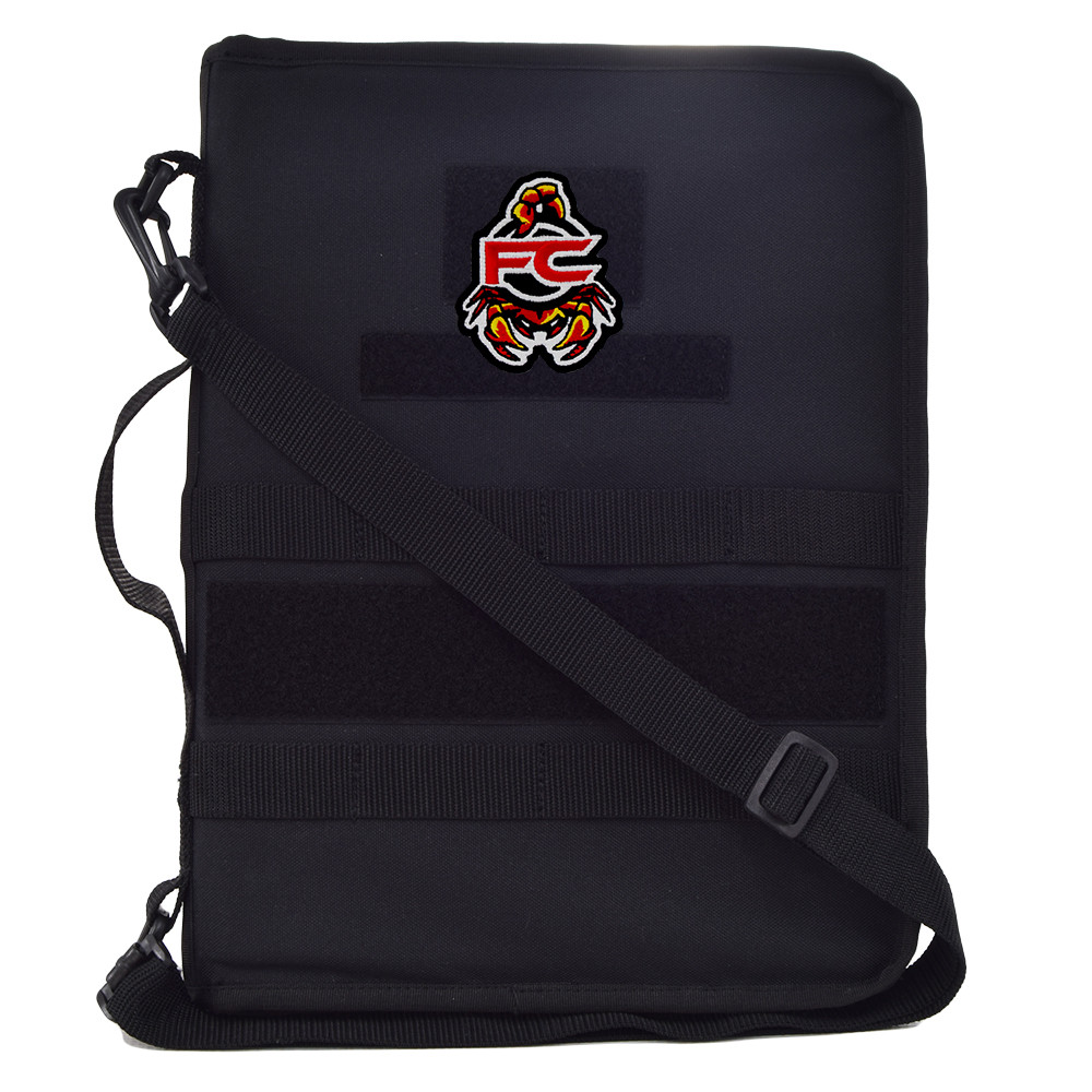 FC Scorpion Patch on the front of a black Secret Squirrel Tactical Padfolio