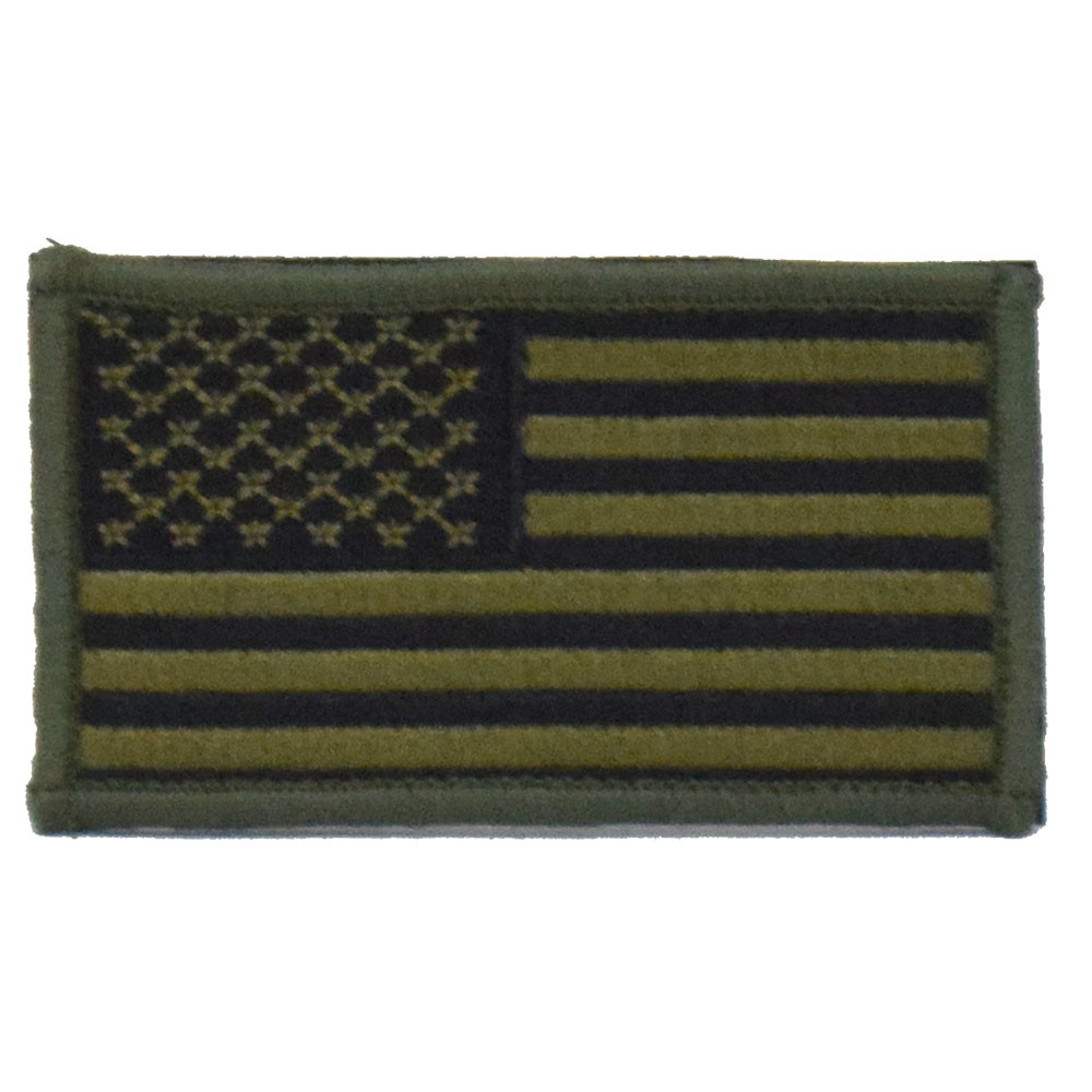 American Flag Patch - rectangle VELCRO ® patch in Olive & Black colors
