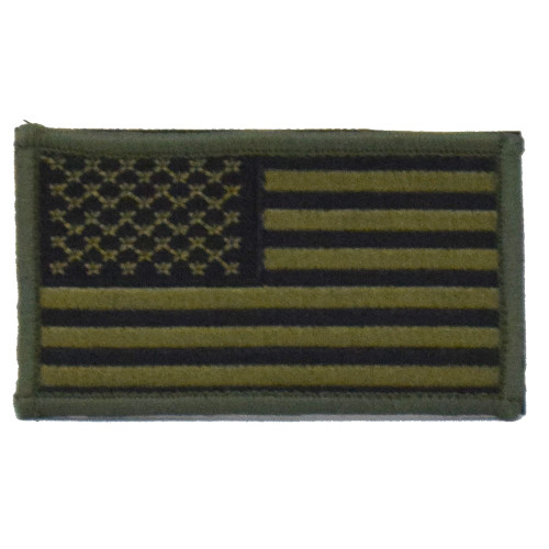 American Flag Patch - rectangle VELCRO ® patch in Olive & Black colors
