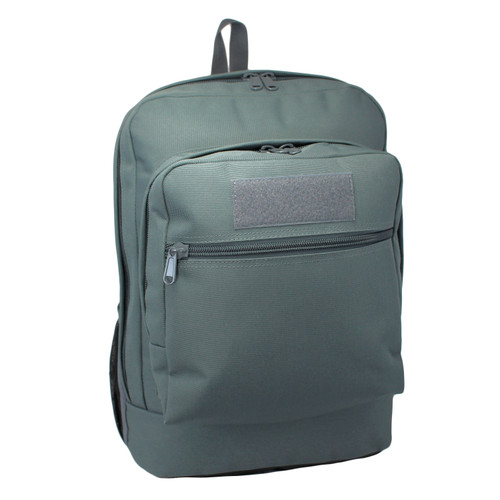 Utility Backpack in gun metal gray with two front pockets and loop backing for name tape.
