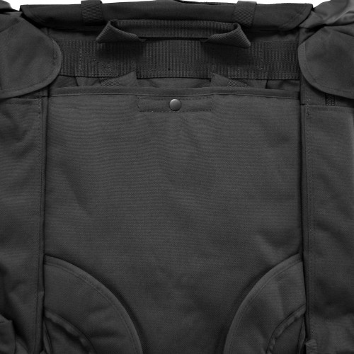 Stow-away pocket on back secures backpack straps.