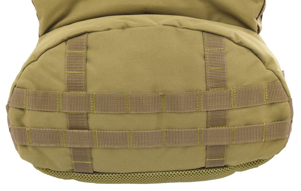 MOLLE on bottom of the Pecos Tactical Backpack in Coyote Brown.