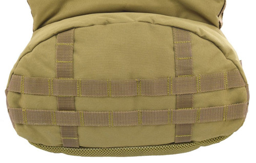 MOLLE on bottom of the Pecos Tactical Backpack in Coyote Brown.