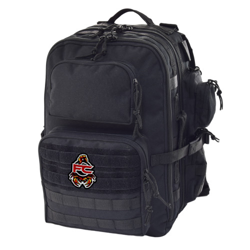 FC Scorpion Patch on the front of a black Brazos Backpack
