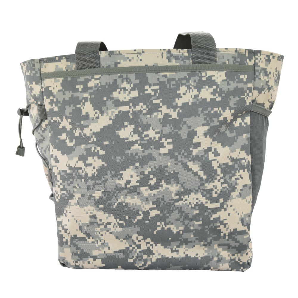 Deluxe Travel Tote in ACU back side with slip-in pocket.