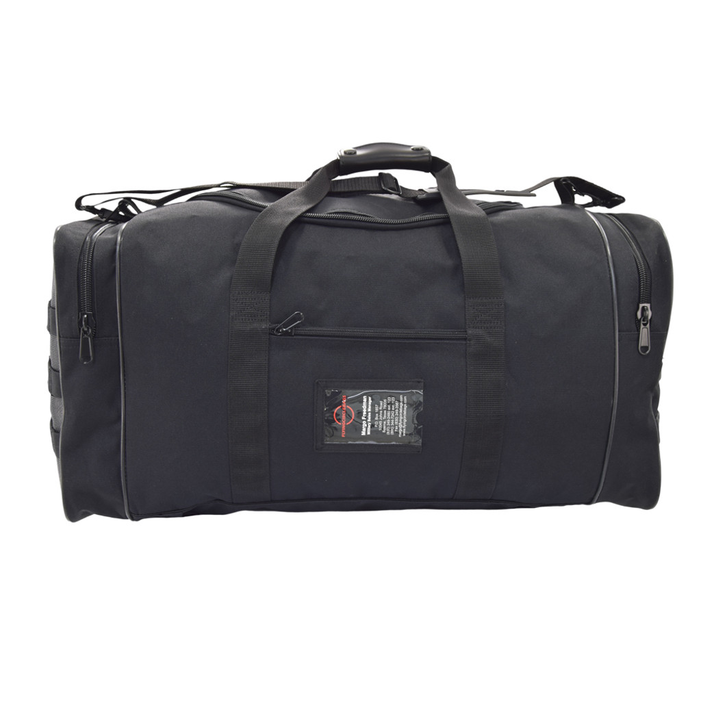 Exterior ID card holder on front pocket.