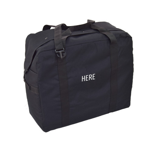 Jumbo Flyer's Kit Backpack in black showing monogram placement on front.