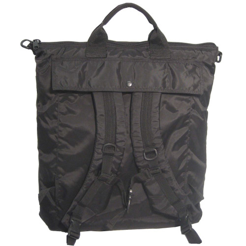 Padded, adjustable backpack straps with stow-away pocket on back.