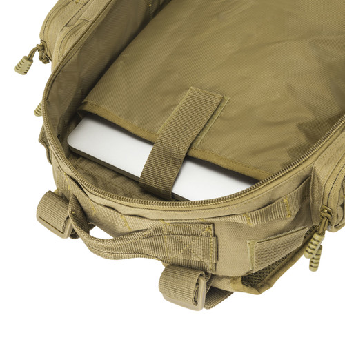 Brazos Concealed Carry Backpack in coyote brown padded laptop compartment can accommodate laptops up to 15”.