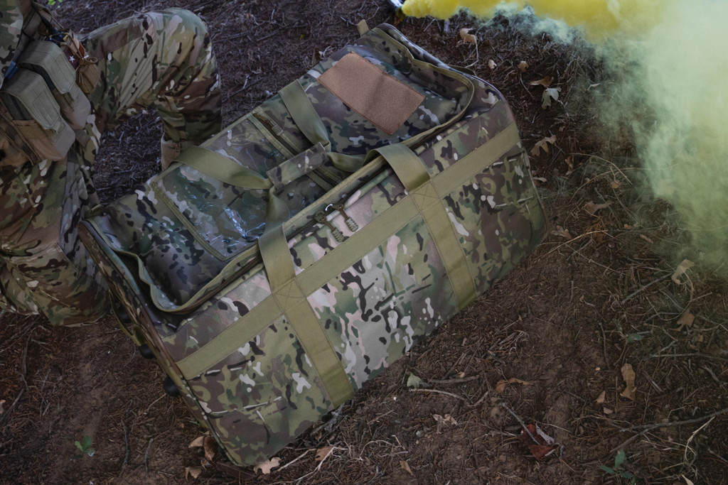 MultiCam®  Buffalo Duffel top view outdoors.