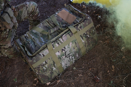 MultiCam®  Buffalo Duffel top view outdoors.